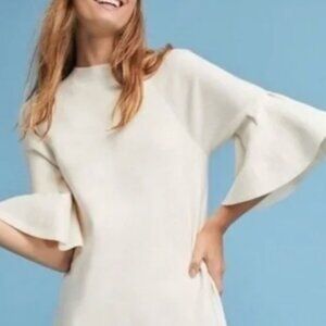Anthropologie Moth Cream Sweater Dress Bell Sleeve Small